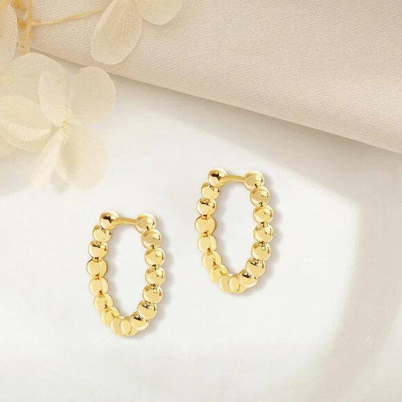 18K Gold Plated Huggie Hoop Earrings Hypoallergenic Lightweight Jewelry - Picture 3 of 7